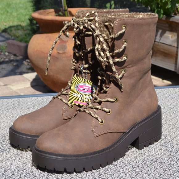 NEW Women's SKECHERS Brown Memory Foam Boots Hiking Work KNIT BUZZ Size 7 - Picture 7 of 9